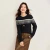 Maglione a righe con paillettes e scollo rotondo 100% lana Shexi