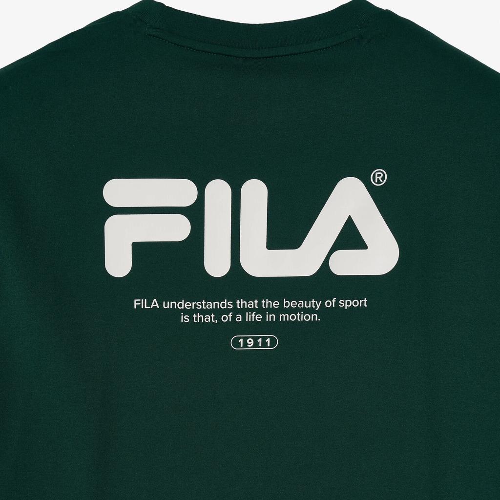 FILA T Shirts Unisex Dark Green Crew Neck Moderate Straight Fit FS2RSH2103XDGR