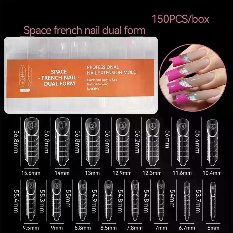 150pcs/box Long Almond Clear Plastic Nails Full Cover Stiletto Pointy False Tips Artificial Acrylic Nail Tips For Nail Salon