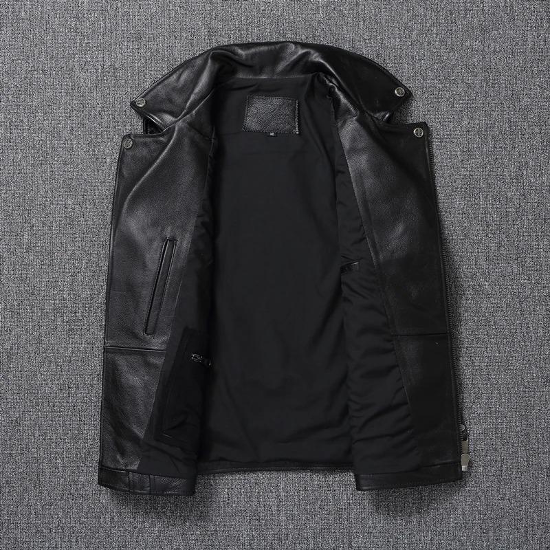 Motorkárska vesta čínskej veľkosti Vrchná vrstva hovädzej kože Vesta Pánske tenké krátke oblečenie na motorku Jazdecká bunda bez rukávov Originálna kravská klubová vesta