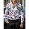 Men's Long-sleeved Shirt Floral Style Printed Boy's Printed Shirt