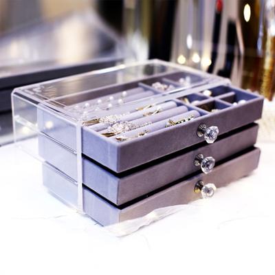 Multi-Gitter-Schmuck-Organizer, stilvoll, platzsparend, dreilagige Präsentationsbox für Ohrringe und Halsketten