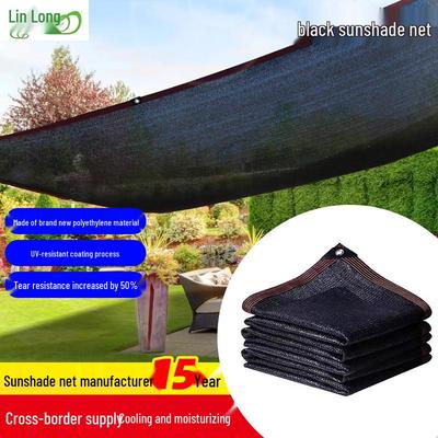 Plasă Umbrelă Neagră pentru Protecție UV, Balcon și Curte, cu Margine Legată și Design Respirabil