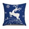 Christmas Pillow Cover Blue Elk Snowflake Linen Print Sofa Cushion Home Cushion Cover
