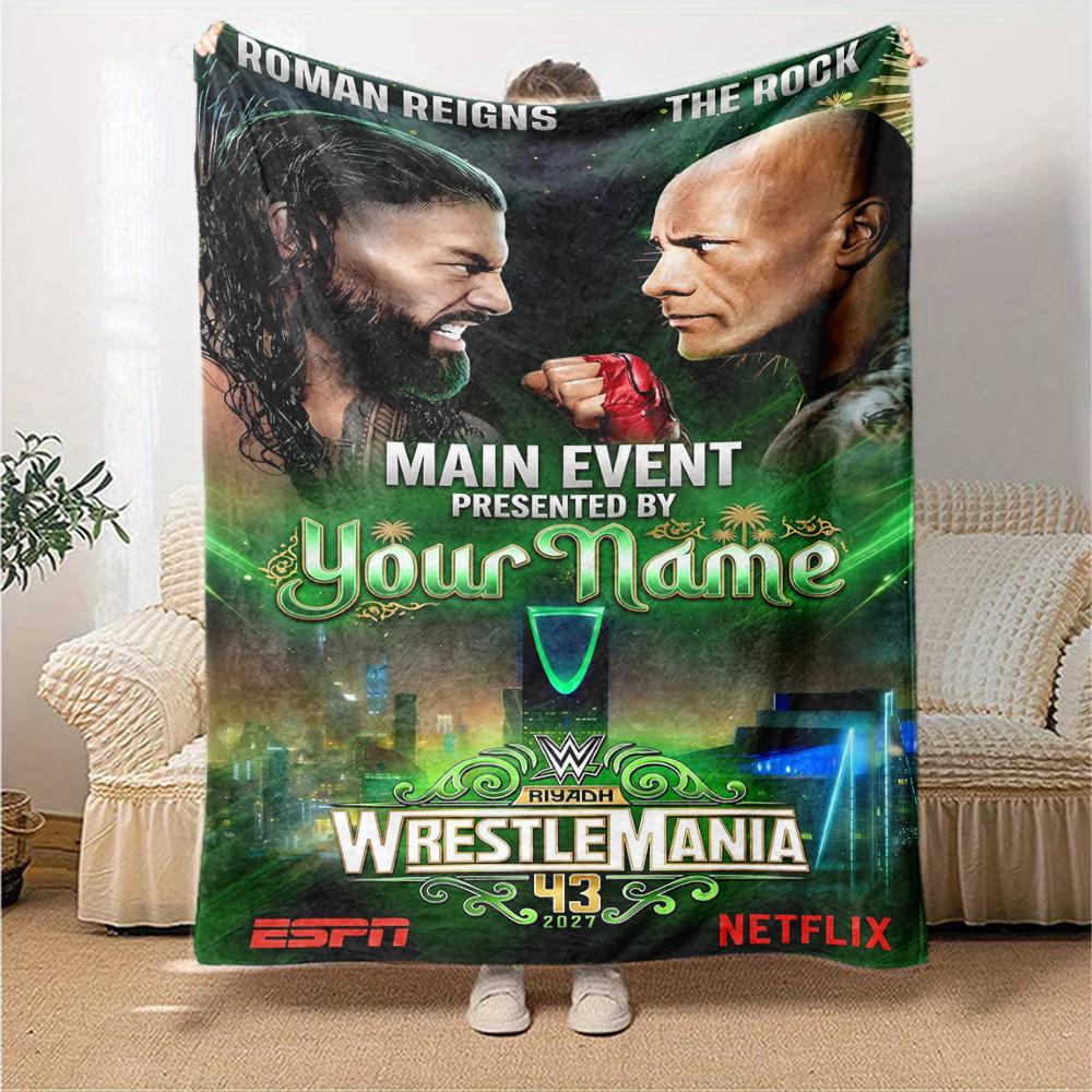 Wrestlemania Customize Text Blanket Throw Personalized Blanket Warmthful Decor Great for Bed Chair Bedding Home Decor for All Occasions