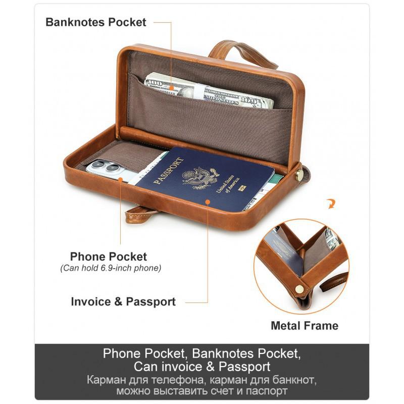 Vollnarbiges Lammleder Baumwolle Damen Tasche mit Handgelenkschlaufe Metallscharnier Modische Echte Leder Handtasche Geldbörse