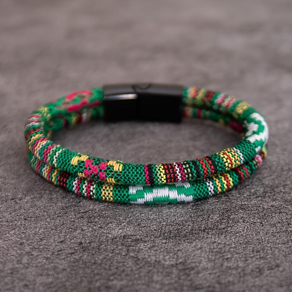 Noter Grade A Ethnic Fabric String Bracelet For Men Double Layer Various Colors Available Sports Sweat Absorbent Braslet Bangle Hombre