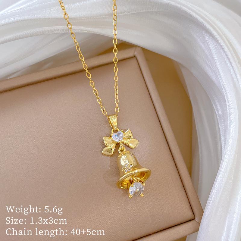 Multi-Element Style Copper Micro-Inlaid Necklace Combination Female Real Gold Electroplated Exquisite Collarbone Chain