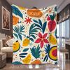 1pc Tropical Mixed Fruit Leaf Bright Floral Print Flannel Blanket, Soft And Skin-Friendly, Suitable for Blankets, Bed Covers, Ga