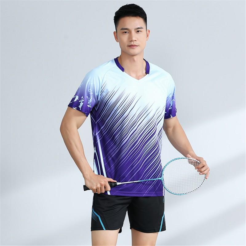 Unisex Badminton Sport Set Short Sleeve Top Shorts Men Women Kids Athletic Wear