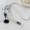Leather Messenger Mobile Phone Lanyard Love Pendant Long Adjustable Neck Strap Strong and Durable Gasket Anti-lost Women