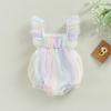 Citgeett Summer Infant Baby Girls Summer Bodysuit Fly Sleeve Tie-dye Print Bubble Bodysuit Clothes