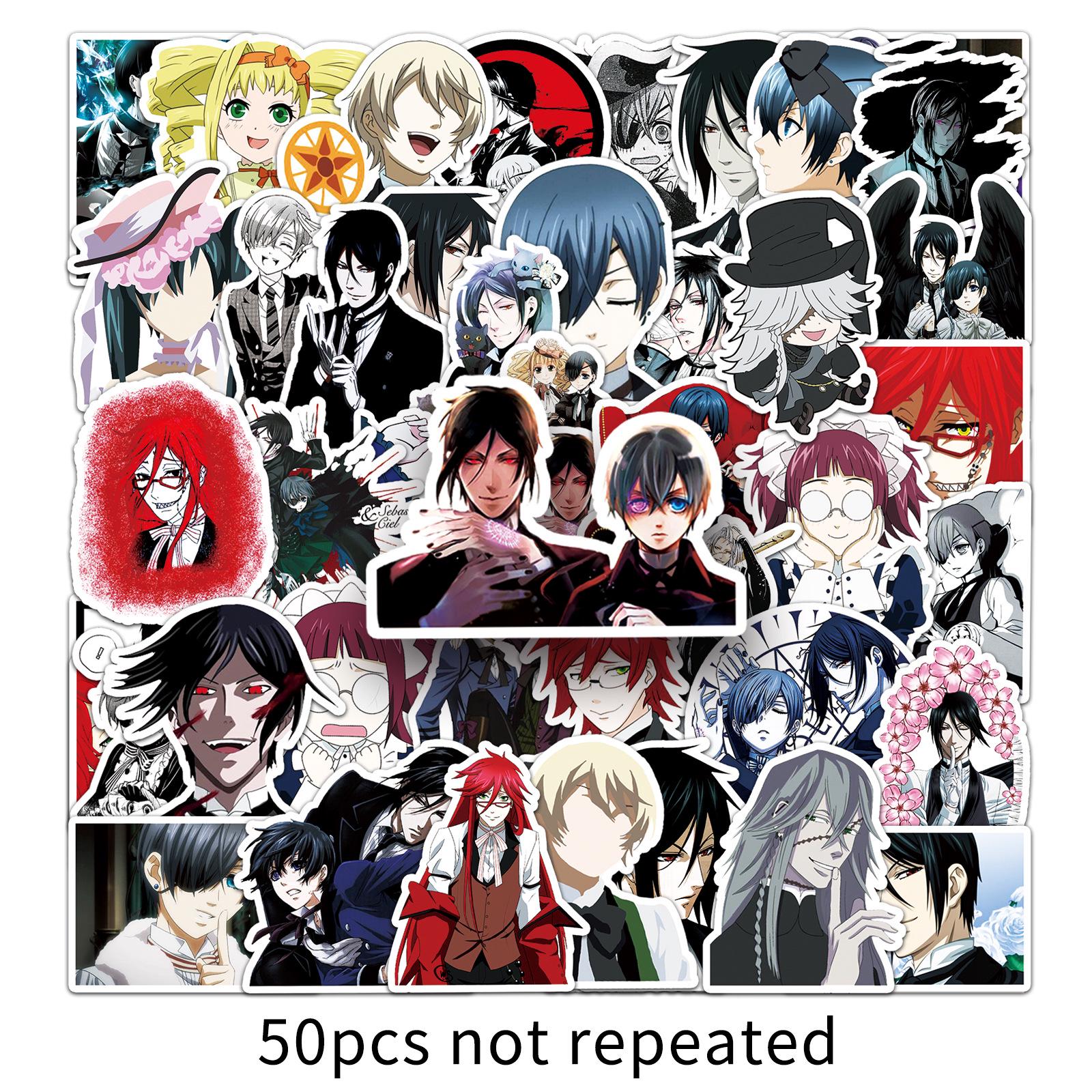 50 Black Butler Anime Character Stickers - Perfect for Stationery, Journals, Motorcycles, and More!