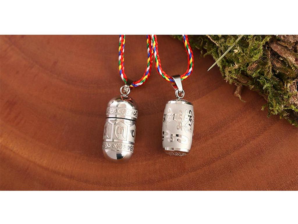 Titanium Steel Lengyan Mantra Pendant Necklace - Retro, Openable Amulet for Men & Women