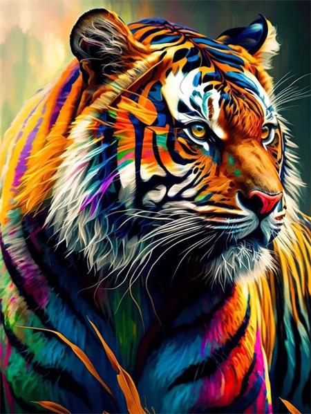 

Полный квадратный круглый комплект для алмазной живописи тигр красочный декор для дома вышивка мозаика животное фантазия настенное искусство Full Round 20x30CM