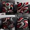 Red Black Gray Geometric Abstract Cushion Cover Durable Hypoallergenic Organic Linen Short Pillow Cover Washable