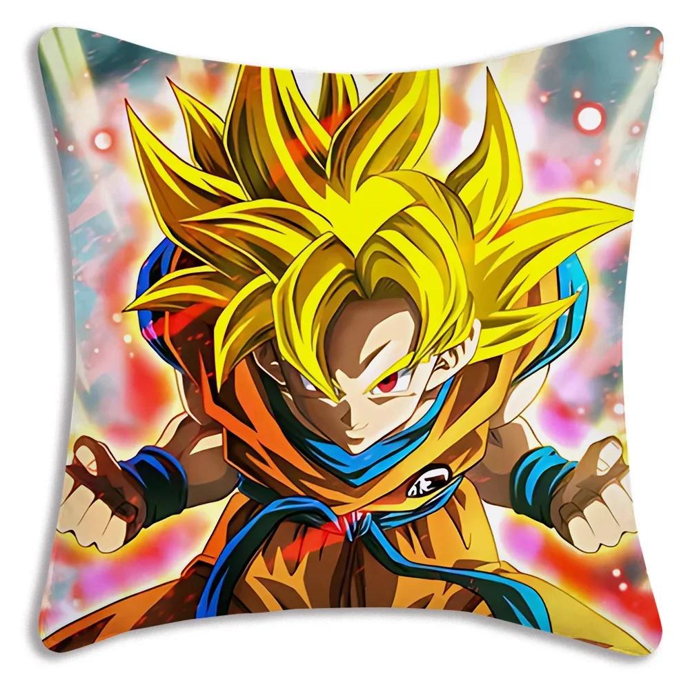 Anime Dragon Balls Z Goku Kawaii Kissenbezüge Cartoon Sofa Dekoratives Zuhause Doppelseitiger Druck Kurzer Plüsch Niedlicher Kissenbezug