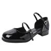 Fashion Mary Jane Shoes Buckle Pumps Women Elegant Shallow Hollow Thick Heel Casual Shoes Ladies Office Party Leather Shoes 2025