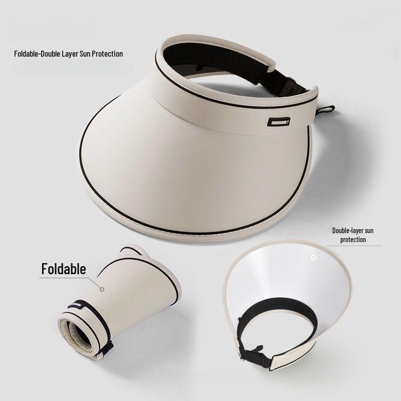 Women's UV Protection Summer Sun Hat, Open-Top with Large Brim, Foldable and Sunshade Design with Face Shield