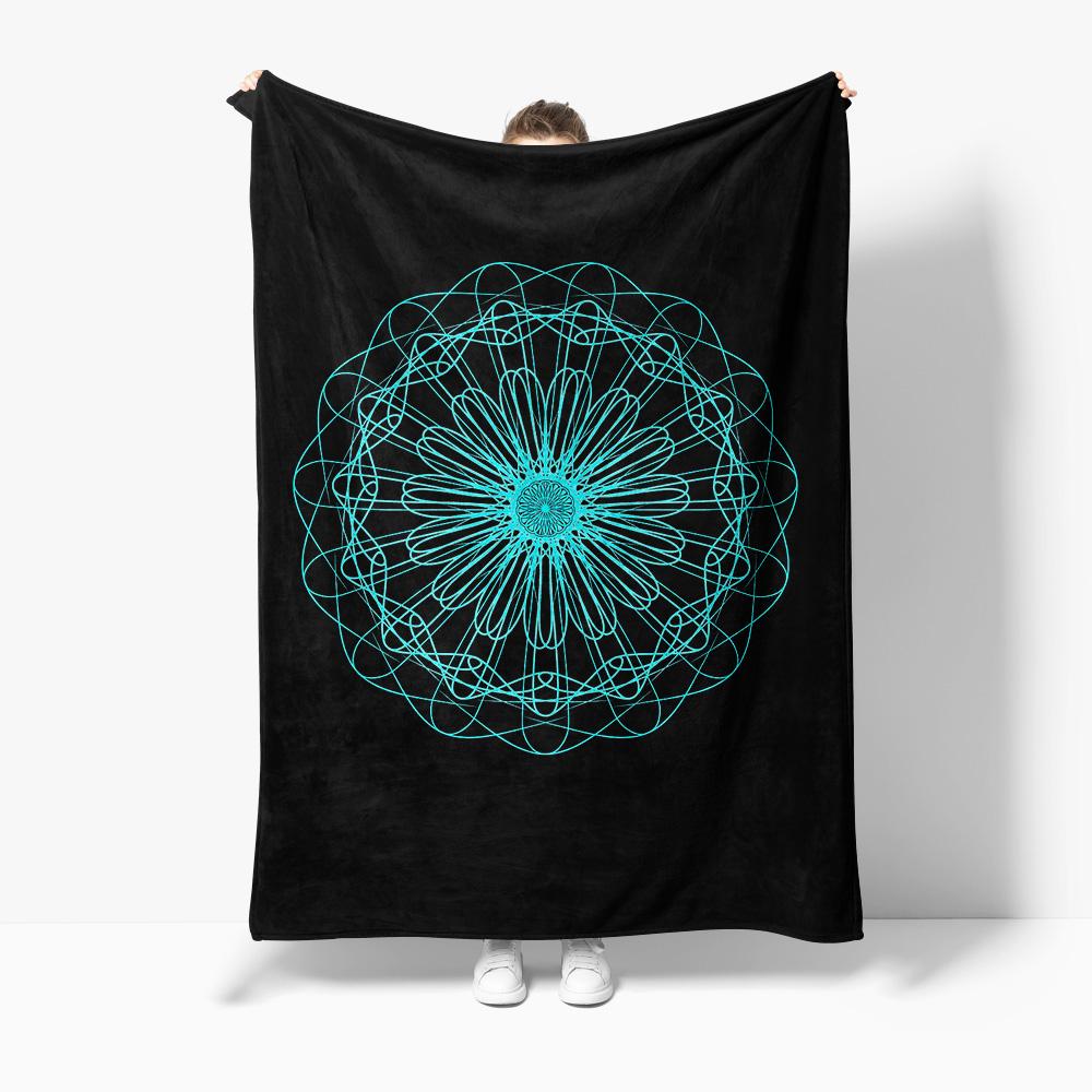 Boho Mandala Throw Blanket Geometric Pattern Fleece Festival Turkish Rug Home Decor Gift Idea