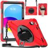 4 in 1 Detachable Mech-style Drop-resistant Wrist Strap Stand Case for IPad A16 11th 10th with Long Rope Soft Silicone Cover