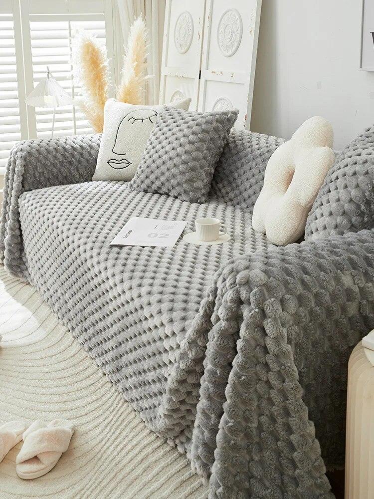 Modern Simple Solid Color Sofa Throw Cover, Universal Non-slip Sofa Towel, Nordic Dust, Anti-Scratch Protection Blanket