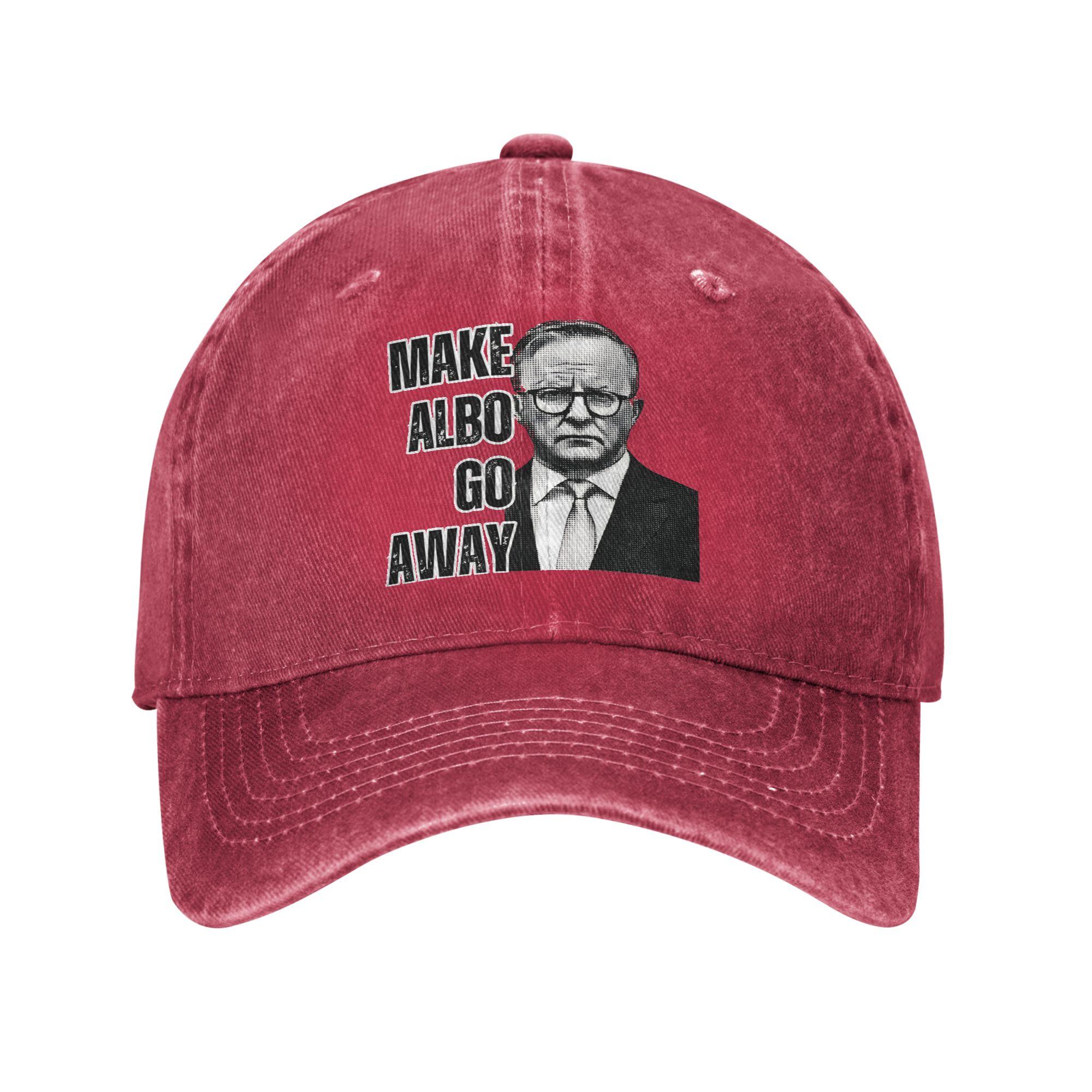 

Summer MAGA MAKE ALBO GO AWAY1 Baseball Cap Sun Adjustable Design Washed Trucker Hat Unisex-Teens Stylish Snapback Cap One Size