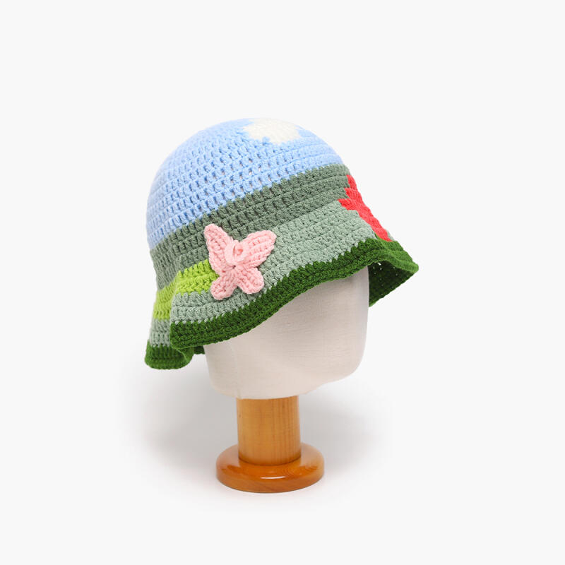 Women s Knit Bucket Hat Baby Knitted Hat butterfly