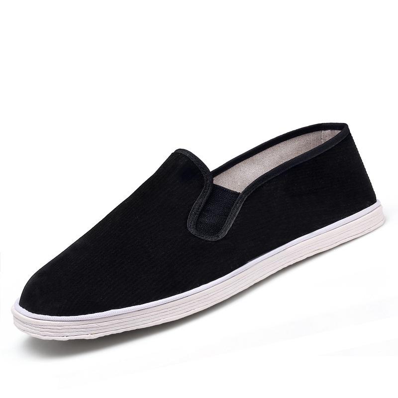 Men's Black Handmade Non-Slip Wear-Resistant Cloth Shoes with Thousand-Layer Sole