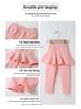 Spring & Autumn Girls' Ruffle Skirt Leggings - Korean Style, Elastic Fit, Fashionable Outerwear Pants