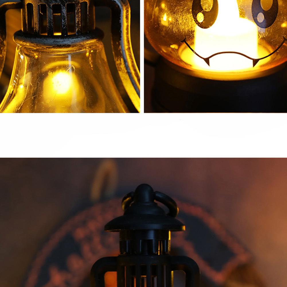 Halloween LED Candle Lamp Battery Powered Portable Lightweight Wind Light Desktop Ornament Halloween Decor Props (10.5 x 15cm)