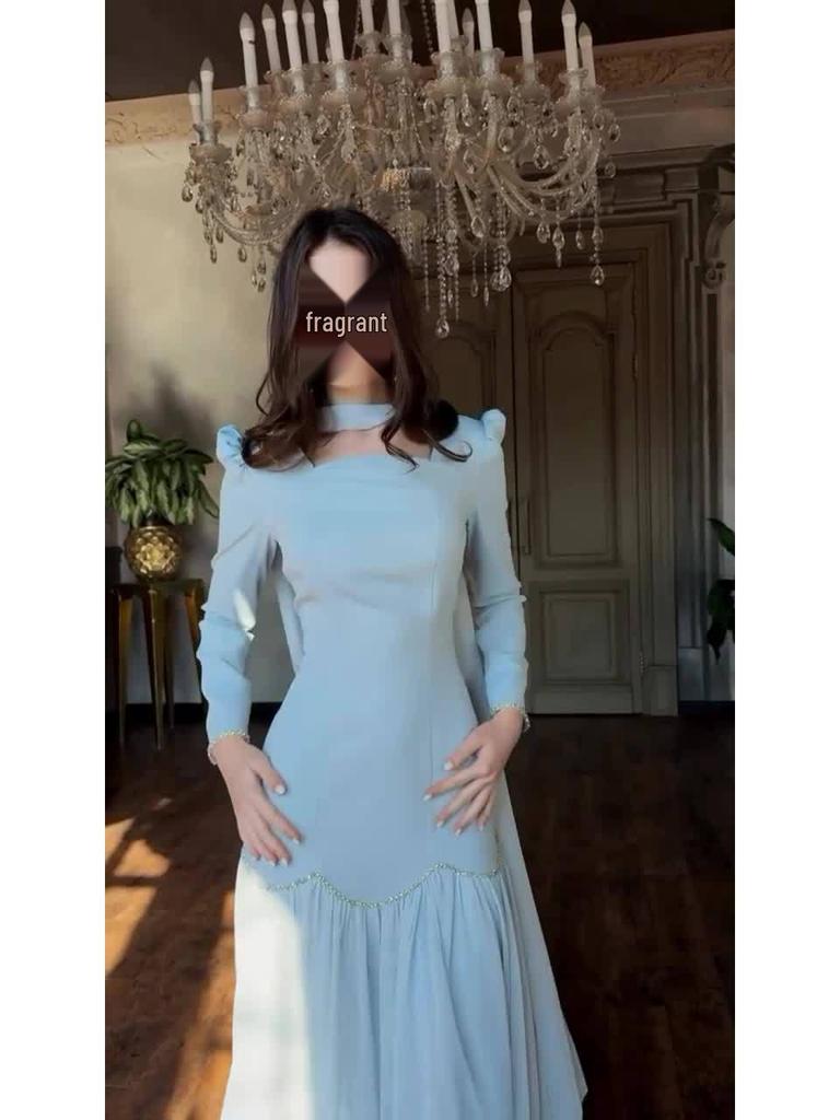 2025 Elegant Retro European Court Style Long Sleeve Dress