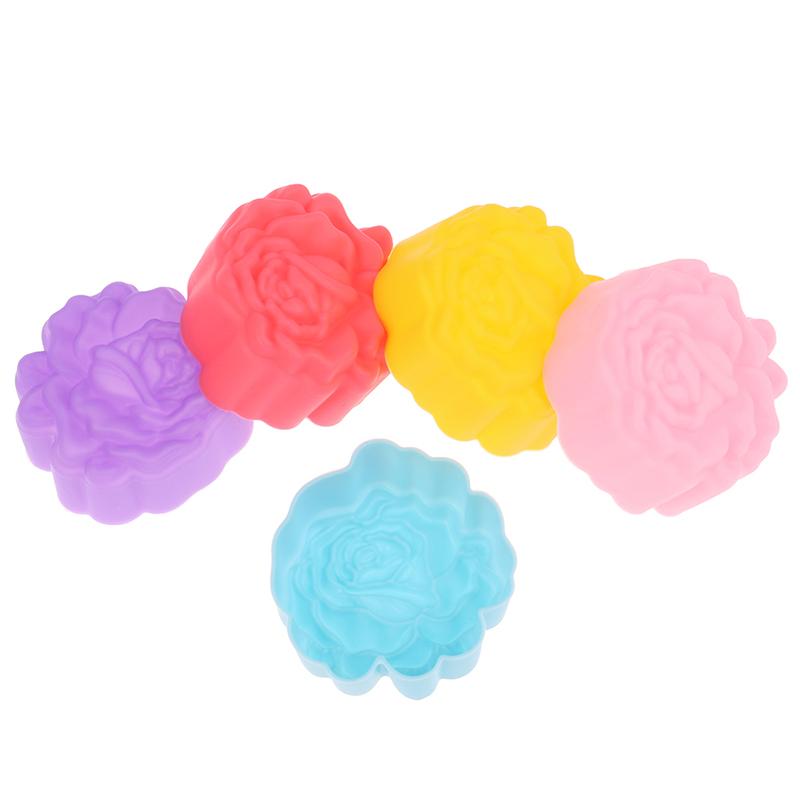 12Pcs 5Cm Rose Shaped Jelly Pudding Mold Muffin Cake Cup Silicone Muffin Cake Molds Baking Accessories