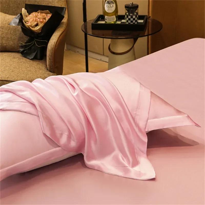 Taie d'oreiller en soie pure 25 Momme Taie d'oreiller 100 % soie de mûrier Beauty Silk Modèle passepoilé de couleur unie