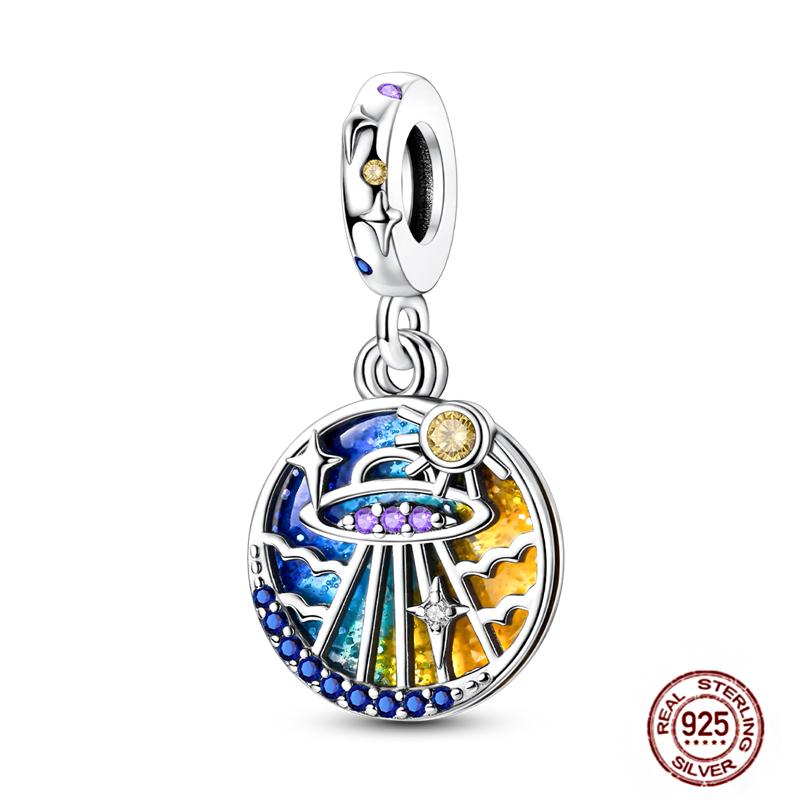 Blue Series Charms Plata Copper Evil Eye Moon Airplane Dolphin Sea Turtle Love Mini Beads For Bracelet Diy Jewelry