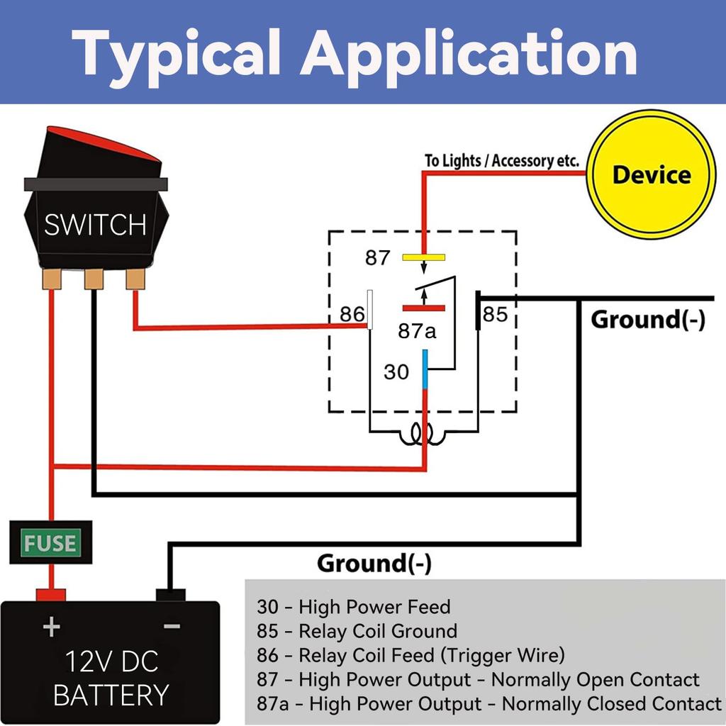 JD1914 5 Pin 40A SPDT Car Relay Harness Set with Interlocking Relay Socket and Wiring Harness 1 Piece
