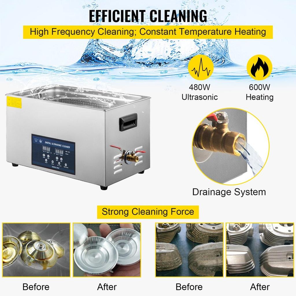 Dual Frequency 22L Ultrasonic Cleaner with Heater for Jewelry Eyeglass