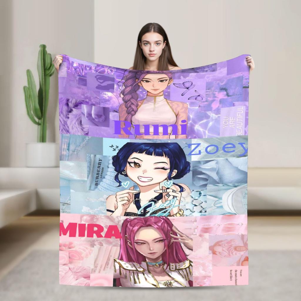 Demon KPop Blanket Soft Funny Plush Throw Blanket For Kids Bedroom Flannel Bedspread Bed Cover