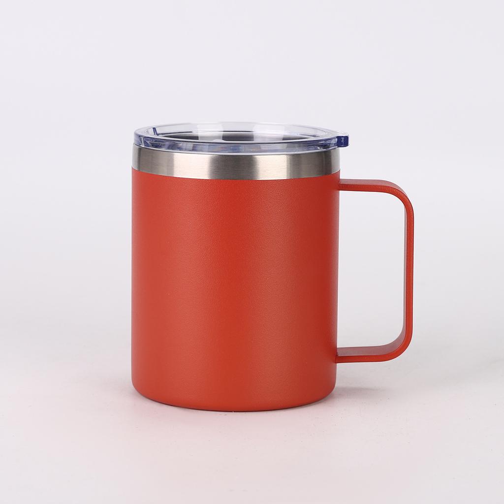Custom Print Logo Vacuum Insulated 12oz Coffee Mug Cups with Handle Colorful Double Wall 14oz Sliding Lid Tumbler