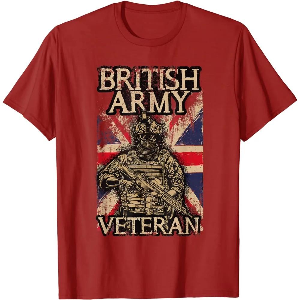 T-shirt da Uomo Militare Britannico Veterano Bandiera Union Jack Cotone 100% Girocollo Manica Corta Estiva Casual Taglia S-3XL