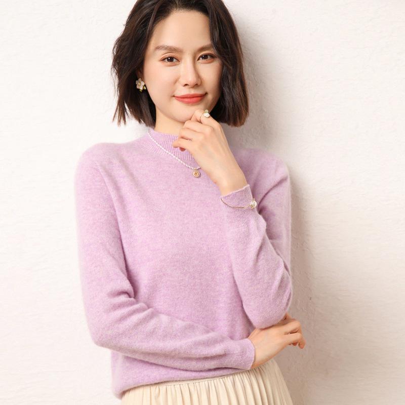 2023 Women's Cashmere Blend High Neck Knitwear - Autumn/Winter Base Layer Sweater
