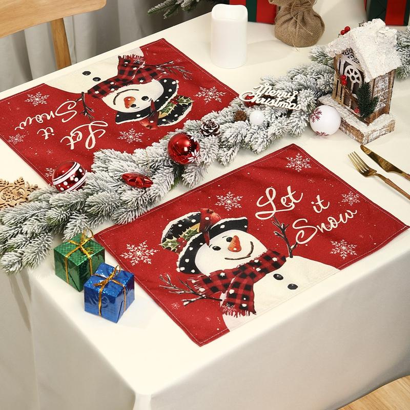 1/4pcs Snowman Christmas Placemats Linen Tableware Mat Christmas Decorations For Home Kitchen 2026 Xmas Navidad Noel Table Decor