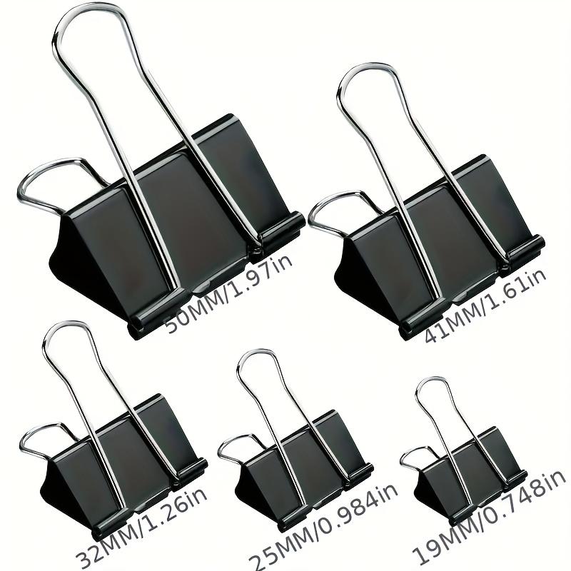 12-Pack Black Iron Office Document Clips, 1.6-Inch Large Capacity Paper Clips for Office Supplies, Assorted Sizes 2.01", 1.61", 1.26"