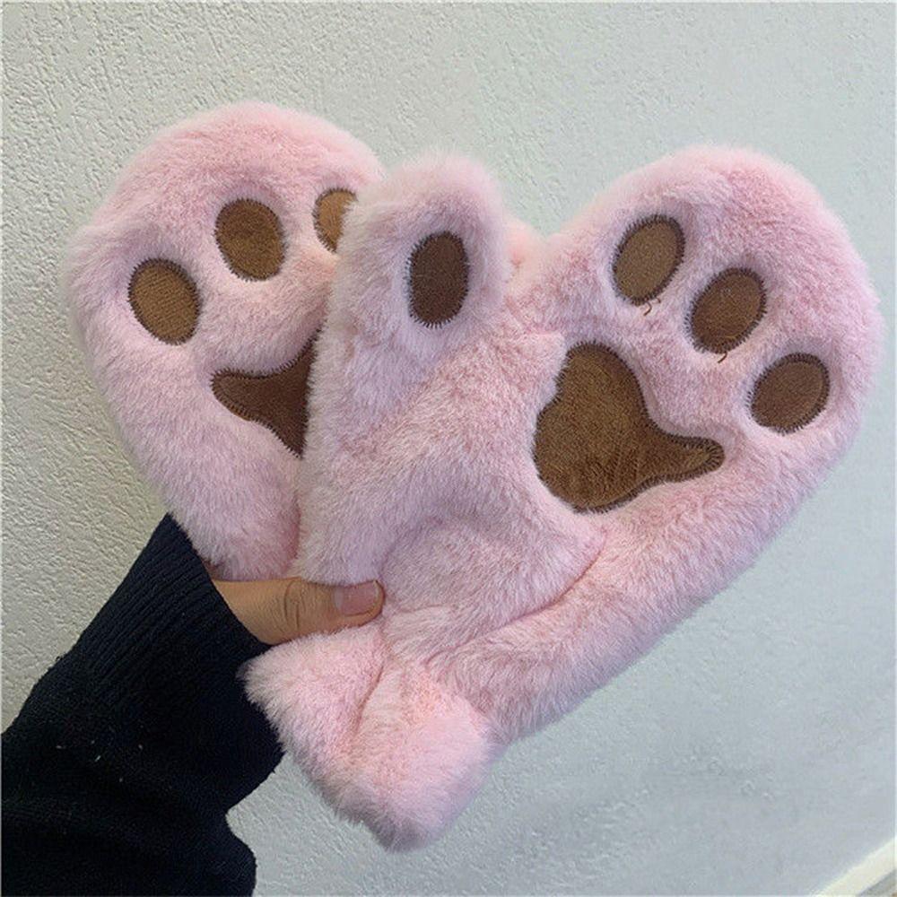 Autumn Fluffy Full Finger Windproof Cat Claw Gloves Winter Paw Mittens Plush Anime Cosplay Gloves