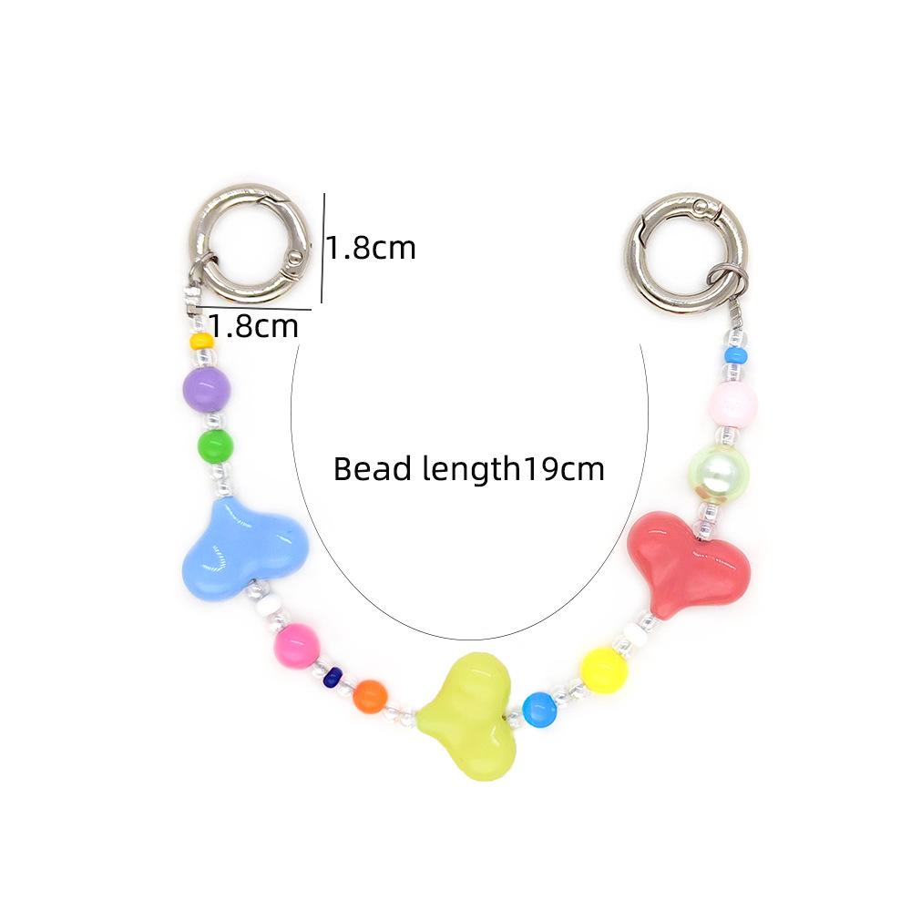 HERLOOK Colorful Heart Chain for Women Girls Cute Phone Charm Keychain Accessories for Bag Purse Backpack Jewelry Gift Idea