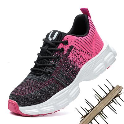 Dammode stålhätta arbetssäkerhetsskor luftnät sommar säkra stövlar arbetarskyddssneakers rosa skyddsskor