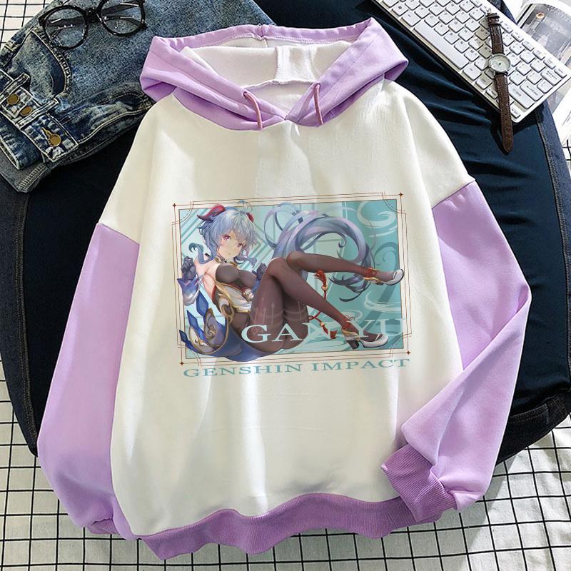 Hoodies Game Genshin Impact Splicing Women 3D Long Sleeve Couple Sweatshirt Pullover Cosplay Oversized Girls Hoodie
