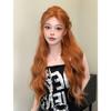 Damenperücke in schmutzigem Orange, lang und lockig, mit Mittelscheitel - Natürlicher Look für den täglichen Gebrauch