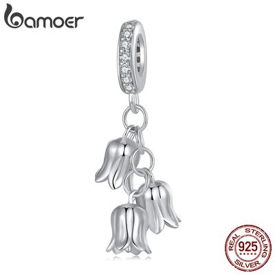 BAMOER Solid 925 Silver Lily of the Valley Pendant Bead Fit Original Bracelet & Necklaces Jewelry DIY Bamoer Charm