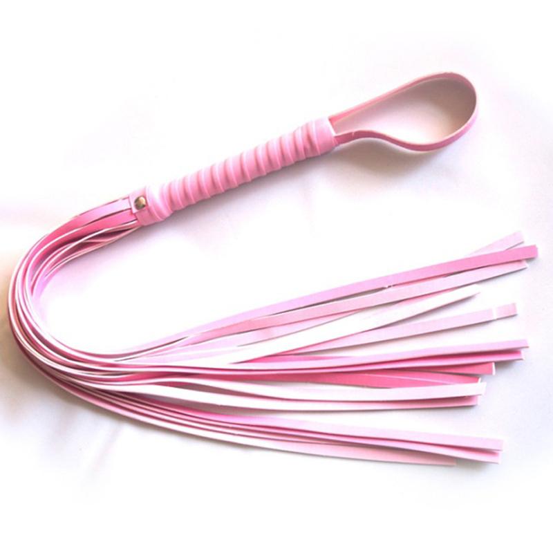 Pink 50cm long tails whips Delicate Leather Paddle spank For Couples Sex Toys Adult Games Spanking slave For Couples